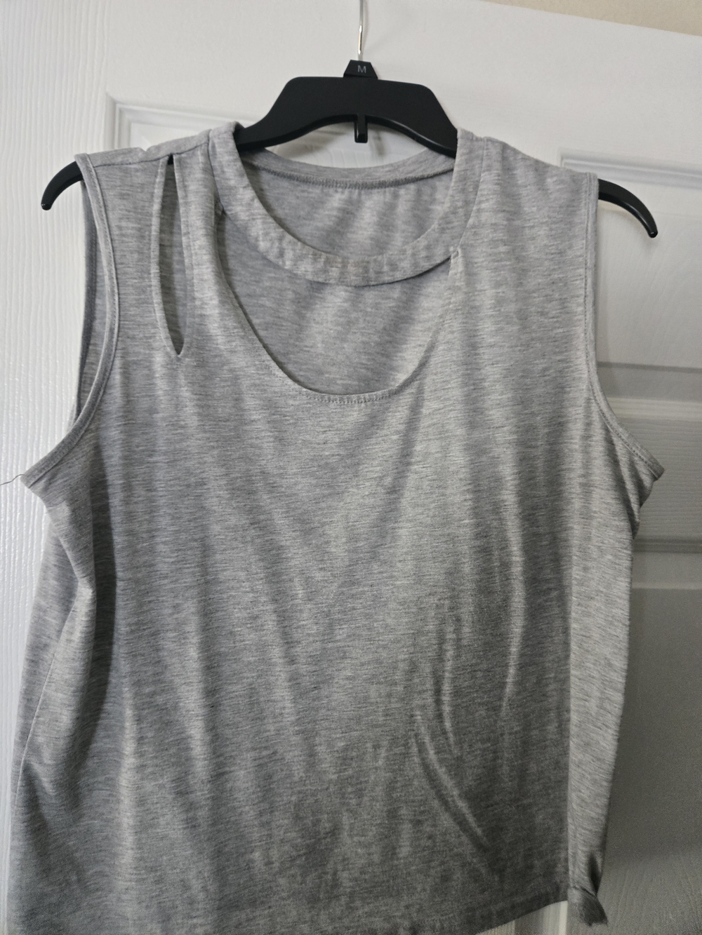 Sleeveless Gray Cutout Women's Tank Top